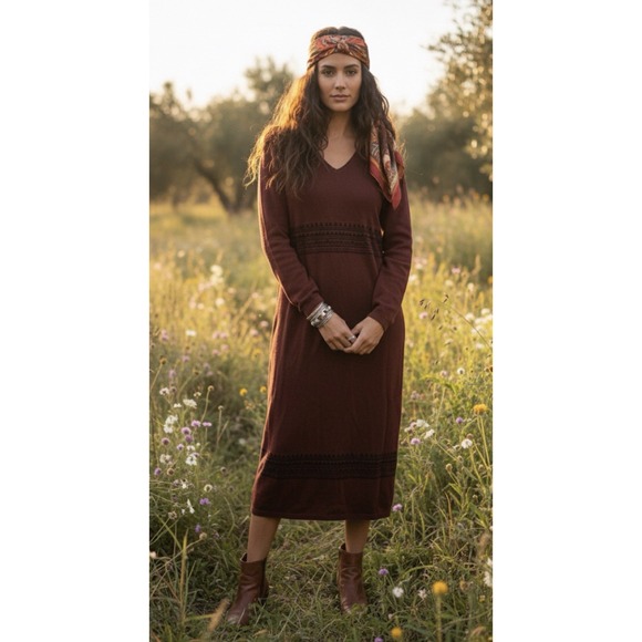 Peruvian Connection Long Sleeve Pima Cotton Sweater Dress Tribal Size XS - Picture 1 of 12